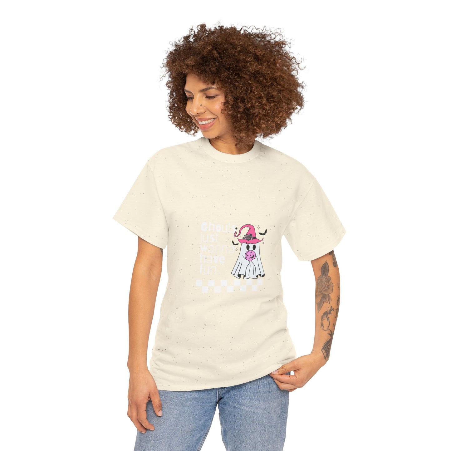 Ghoul-Themed Unisex Heavy Cotton Tee - Fun Halloween Apparel, Spooky T-Shirt, Costume Party Top, Casual Wear, Gift for Ghost Lovers