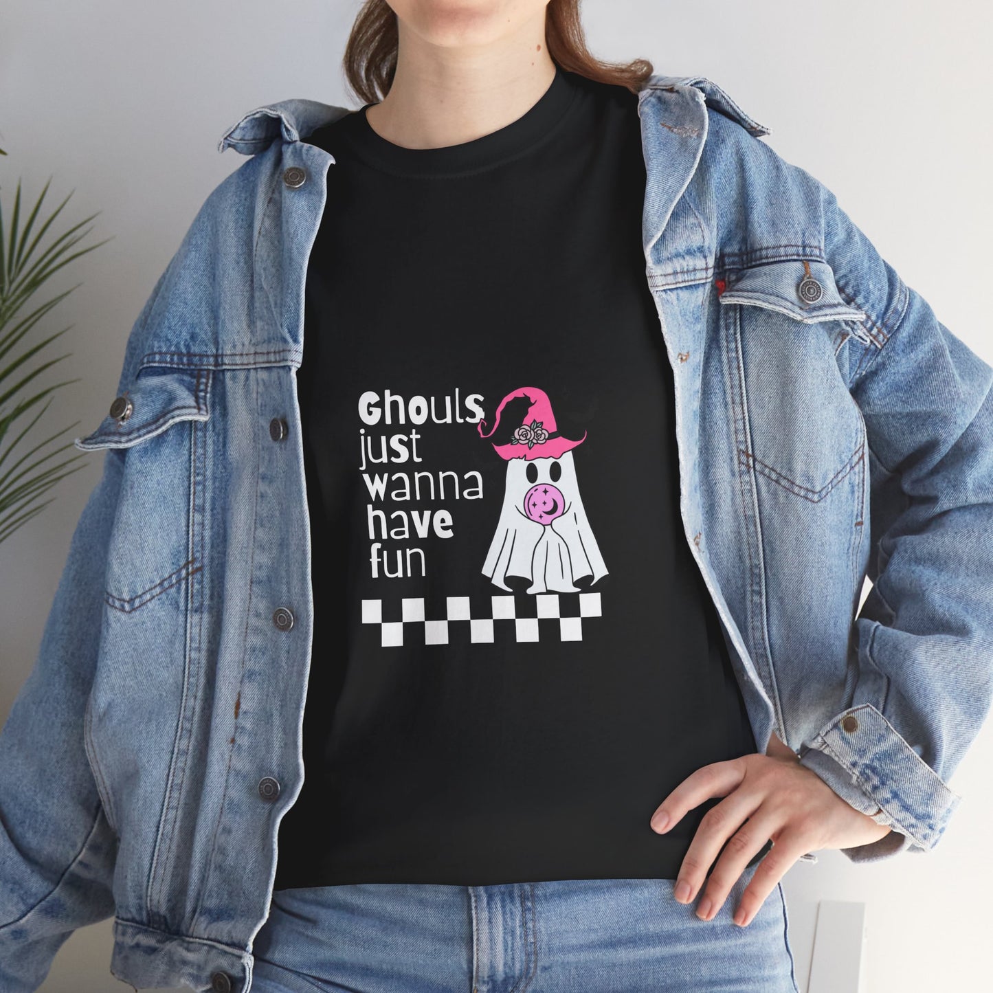 Ghoul-Themed Unisex Heavy Cotton Tee - Fun Halloween Apparel, Spooky T-Shirt, Costume Party Top, Casual Wear, Gift for Ghost Lovers