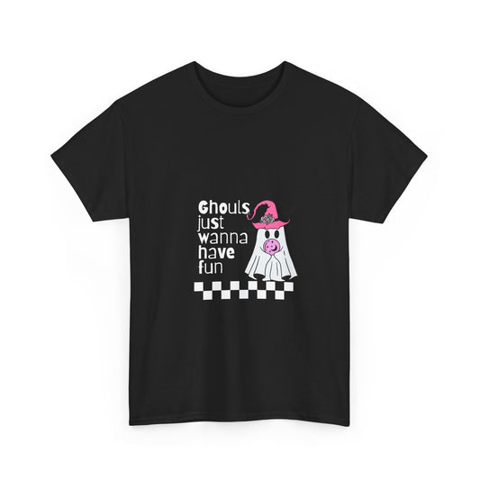 Ghoul-Themed Unisex Heavy Cotton Tee - Fun Halloween Apparel, Spooky T-Shirt, Costume Party Top, Casual Wear, Gift for Ghost Lovers