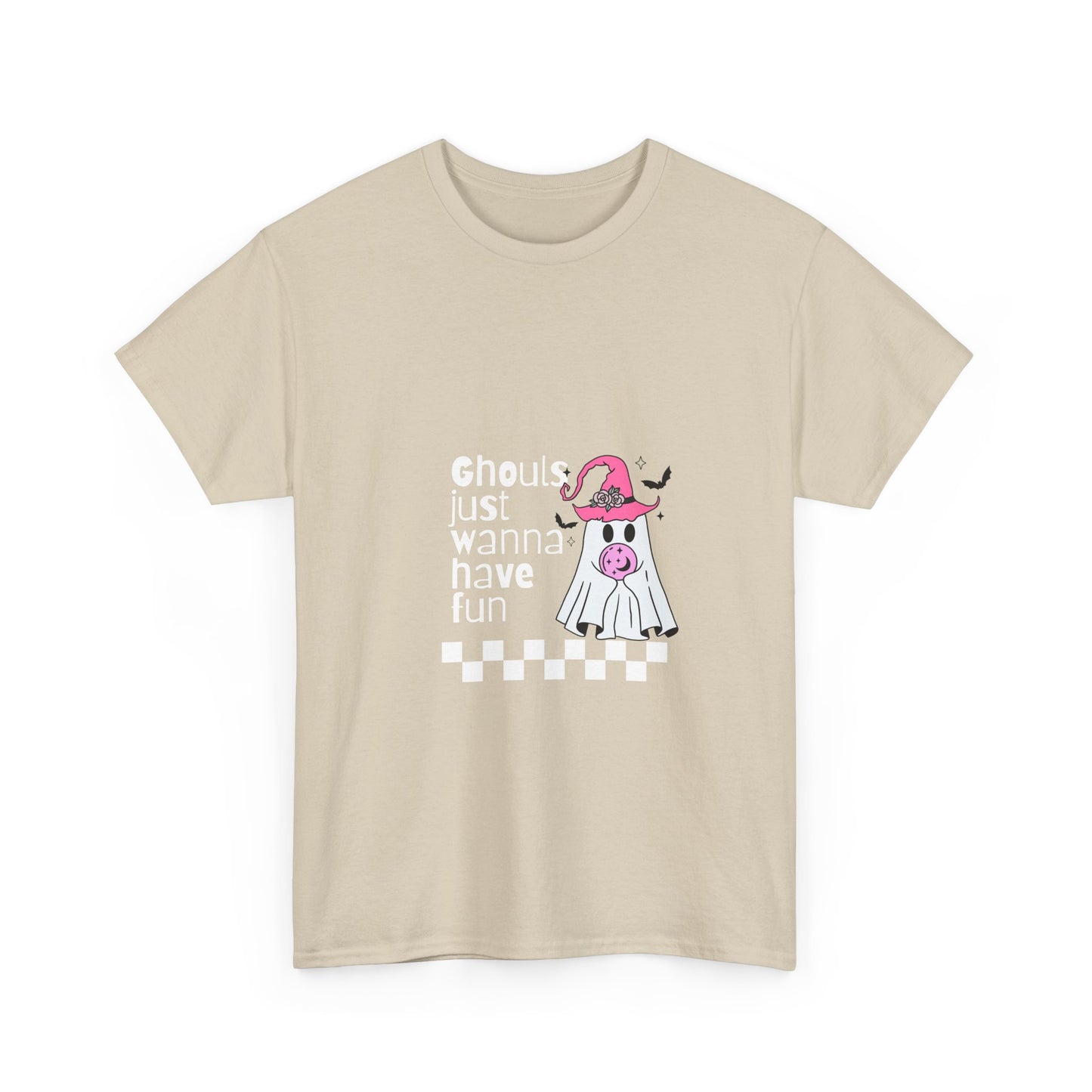 Ghoul-Themed Unisex Heavy Cotton Tee - Fun Halloween Apparel, Spooky T-Shirt, Costume Party Top, Casual Wear, Gift for Ghost Lovers